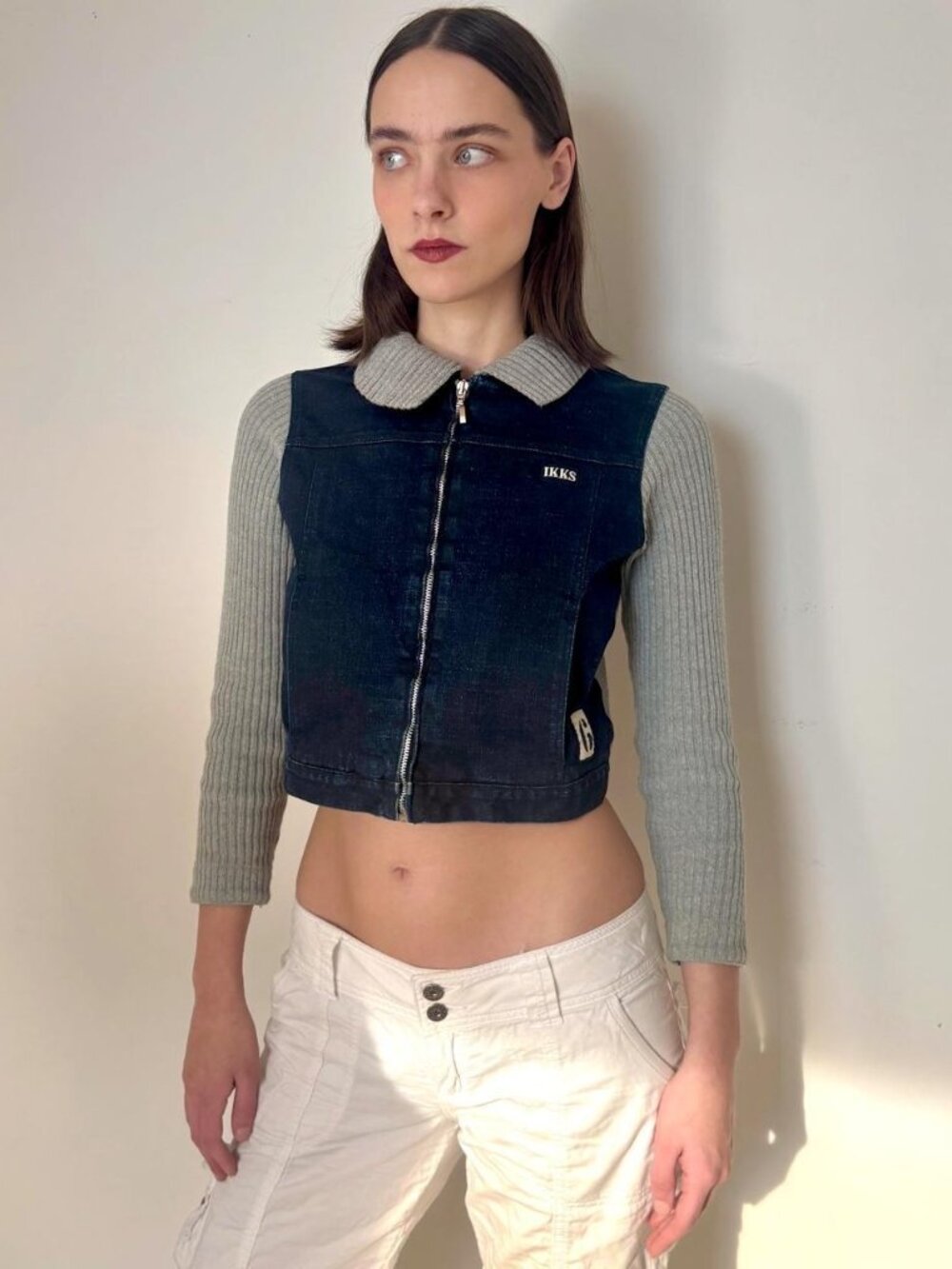 IKKS cropped denim jacket